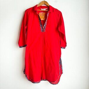 Biba Red Embroidered Tunic Cotton M
